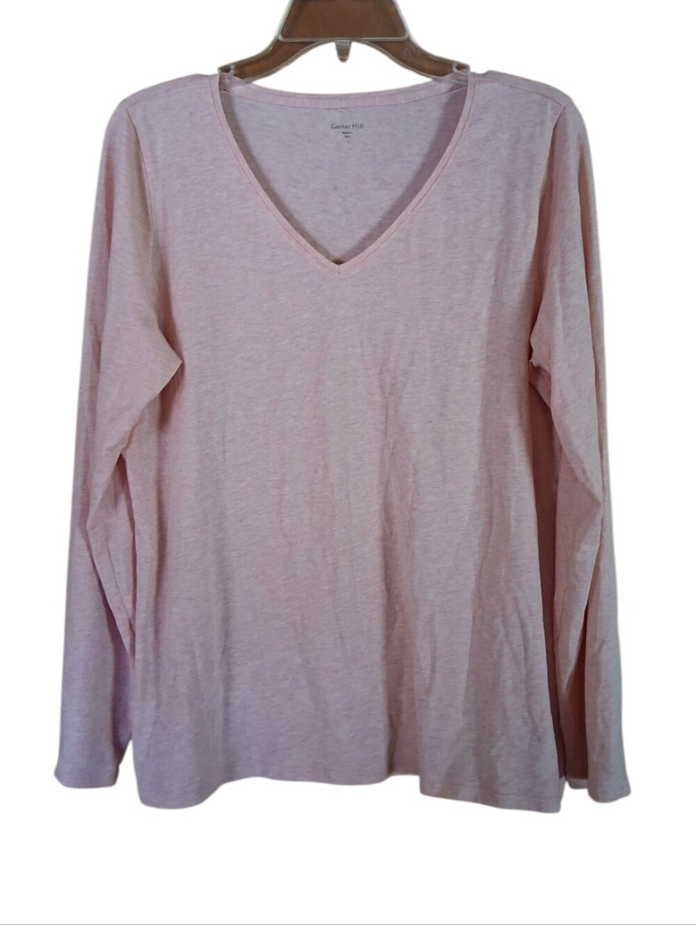 Garnet Hill Pima Cotton V Neck Long Sleeve Shirt Size Large